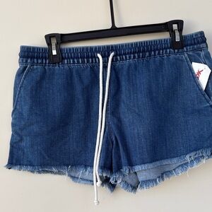 Aerie Dark Blue Jean Shorts with Drawstring
